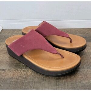 Fitflop Lulu Shimmer Suede Toe-Post Silver Sandals Womens Size 7